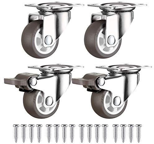 4er set Möbelrollen 25mm klein, Lenkrollen klein mini, Rollen für Möbel, Lenkrollen gummi klein, Rollen für Möbel klein, Räder klein (2 mit Bremsen + 2 ohne Bremsen)