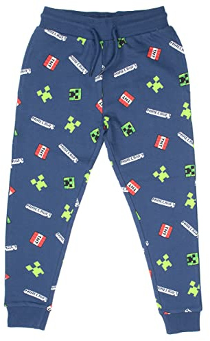 Minecraft - Vêtements Bas de Survêtement Garçon - Jogging Bleu 100% Coton Garçon - Pantalon de Survêtement - Cadeaux Bleu (11-12 Ans)