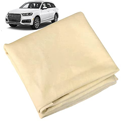 Gamuza Piel Natural Coche Súper Suave, Gamuza Coche Secado para Automóvil, Gamuza Piel Toalla Secado Coche, Paño de Limpieza sin Pelusa para Vehículos, para Secado Rápido, Súper Absorbent, L-90x60cm