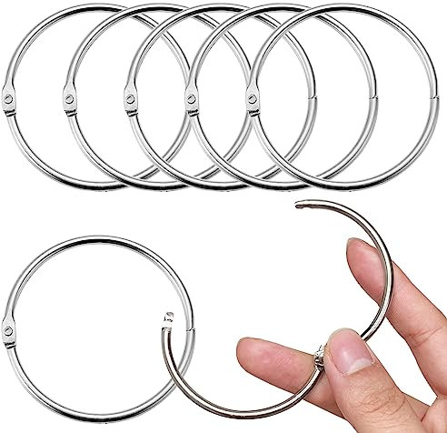 20 Stück gardinenringe Vorhangringe,Flachringe mit Gleiteinlage Edelstahl und Kunststoff Gardinenhaken für Fenster Tür Duschvorhänge,50 mm Innendurchmesser(Silver)