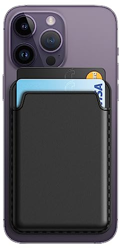 JETech Magnetische Wallet Kompatibel mit MagSafe für iPhone 16/15/14/13/12 Serie, PU Kartenhalter (Schwarz)