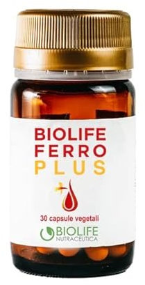 Biolife Ferro Plus | integratore Ferro Liposomiale con Vitamina C, Vitamina B12 e Acido Folico | Anemia, Mestruazioni e Stanchezza | 30 capsule Vegan