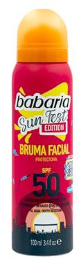 Babaria - Bruma Facial SPF 50 Edición Limitada SunFest - 100ml | Protección solar Facial Avanzada | Hidratación y Frescura Instantánea para Todo Tipo de Piel | Resistente al Agua