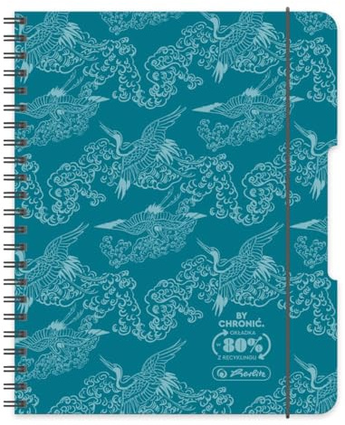 Herlitz® Brulion på Spiral A4 80 ark rutigt | Objekt Skolbok | Studie Anteckningsbok | Student Skrivbok | För Lärande Kalligrafi | ECO PP COLORS Turkos