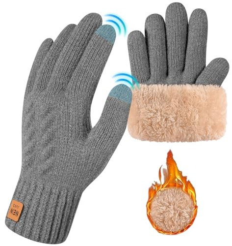 Voqeen Guantes Invierno Termicos de Lana para Hombre y Mujer Guantes Tactiles Movil para Frio Guantes Calefactables con Forro Polar Moto Ciclismo Esqui Conducir Aire Libre Regalos Originales