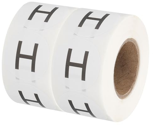 PATIKIL Lettre H Étiquettes d'Inventaire, 1 Pouce Autocollants de Lettres Capitales, Ronds et Auto-Adhésifs (2Rouleau/Total 1000Pcs) pour Bureau, Stockage