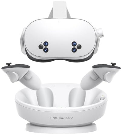 Base de Carga Compatible con Accesorios Meta Quest 3S, estación de Carga rápida, con 2 Controladores, baterías Recargables y Cargador (con Cargador, Passthrough)- Carina D1S