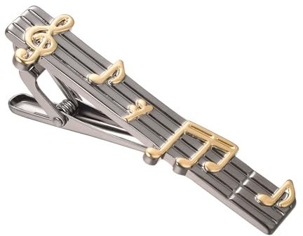 RunootPR Music Black Tie Clips for Men Tie Bar Fashion Tie Pin Party | Wedding Holiday Jewelry