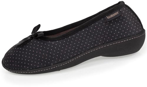 Isotoner Chaussons pantoufles Ballerines femme ultra doux, ultra confort talon de 3,8 cm, 39, pois