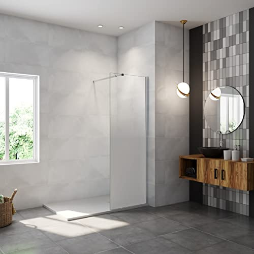 AICA paroi de douche à l'italienne 70x200cm Modèle Brume, avec barre de stabilisation 73-120cm en carré, paroi douche fixe en 8mm verre de sécurité