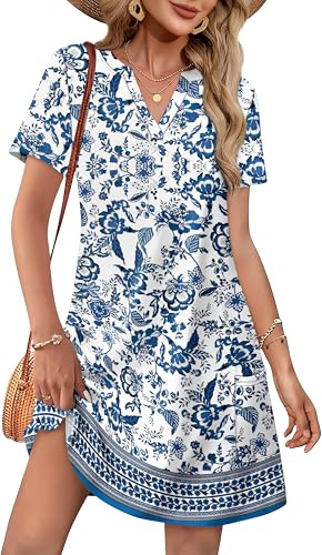 WIHOLL Spring Dresses for Women 2026 Wedding Guest Dress Floral Pretty Garden Country Concert Dresses Summer Beach Vacation Clothes Cruise Travel Date Outfits Boho Hawailan Dress XL