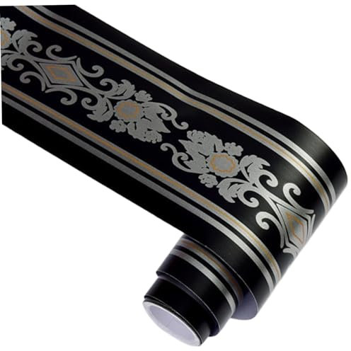 Border de papel tapiz 32.8ft Border de espejo impermeable y palo, Floral Adhesivo Fondos de papel tapiz Bordes de baldosas extraíbles Pegatina para la cocina de la cocina del restaurante