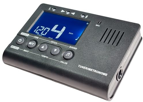 MT100 Basic Digital Metronome Tuner for Guitar Bass Ukulele Violin etc,Multiple Beat/Rhythm/Tuning Modes,Chromatic Tuner,Battery Operated,Black