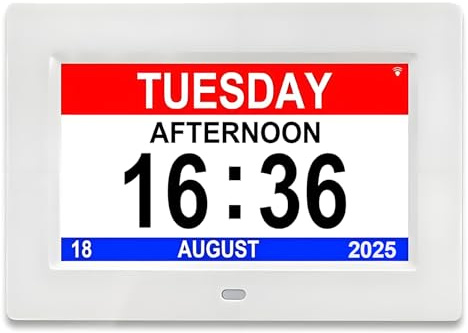 Denash 10 Zoll Große Digitale Uhr für Senioren, 12 Alarme und Medizinische Erinnerungen, EIN Großer Anzahl Digitaler Kalender für ältere Menschen, Demenz und Sehbehinderung