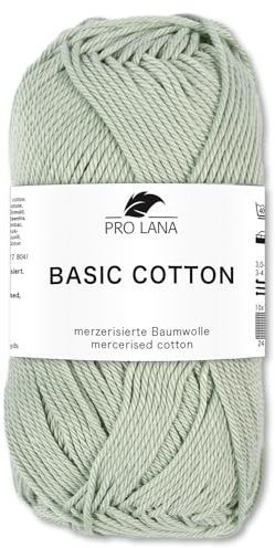 Frida's Wollhaus Pro Lana 50 g Basic Cotton Baumwolle Stricken Häkeln Wolle Garn Basic-Garn 105 Farben (273 | Reseda)