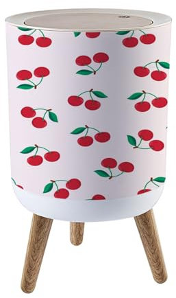 Trash Bin with Lid 1.8 Gallon Garbage Bins Seamless red cherry Trash Can Living Room Bathroom Kitchen Office Nappy Bin Dog Proof Waste Basket