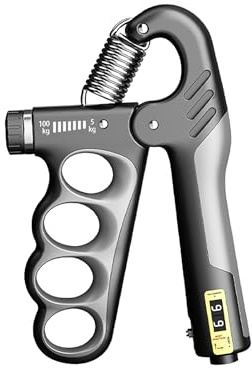 Allenatore Regolabile per la Forza di Presa (5-100 kg/11-220 libbre) – Design Ergonomico con Contatore Automatico per il Rafforzamento di Avambraccio/Dita per Atleti/Musicisti/Riabilitazione