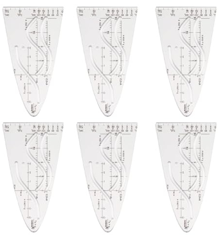 Curvilinee per disegno tecnico, 6 Pezzi, stencil per parabola matematica, righello per parabola, cosinus tangente, trasparente, per studenti, uffici e progettisti, designer e impiegati