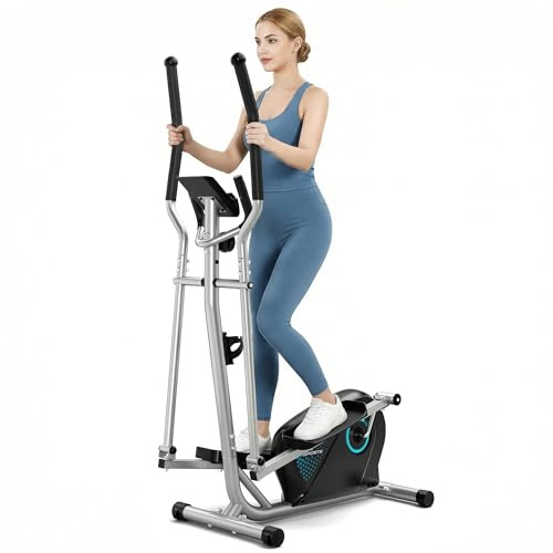 Dripex Cross Trainer, Hyper-Quiet Magnetic Elliptical Cross Trainer Exercise Machine For Home, 16-Level Resistance Elliptical Machines Fitness with 6KG Flywheel, Pulse Sensor & LCD Monitor