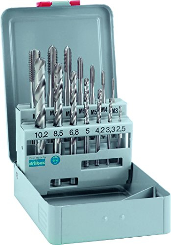 Bohrer / Maschinengewindebohrer HSS-E DIN, 14-teilig | Gewindebohrer für Grund- und Durchgangslöcher, HSS Cobalt Kernlochbohrer, präzise | Ø 2,5 / 3,3 / 4,2 / 5 / 6,8 / 8,5 / 10,2 mm