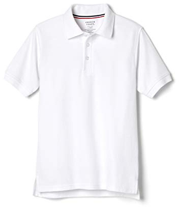 French Toast Unisex Kids Short Sleeve Pique (Standard & Husky) Polo Shirt, White, M