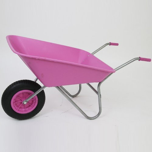WorldStores Picador Plastic Wheelbarrow - pink - 85 Litre Capacity - Lightweight Wheelbarrow - pneumatic Wheel