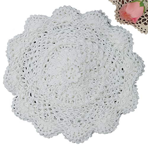 Creative Linens 6PCS 10 Round Crochet Lace Doily White 100% Cotton Handmade, Set of 6 Pieces