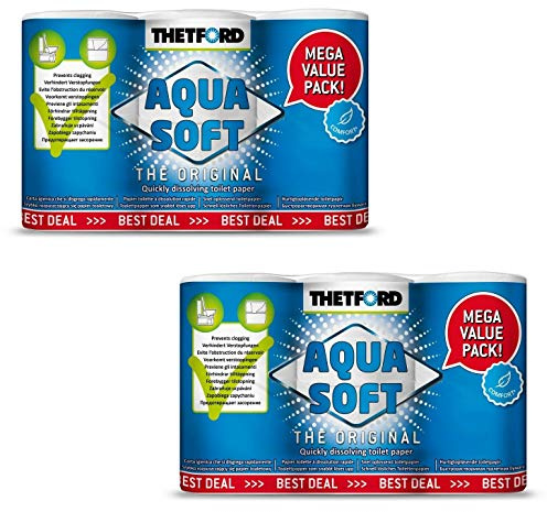 Thetford Aqua Soft 12 rullar kemiskt toalettpapper för husvagnar och husbilar
