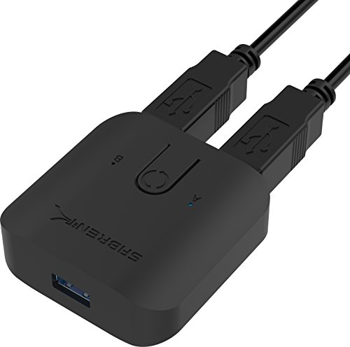 SABRENT USB Freigabeschalter 3.2, 2 in 1 out, Computer Peripherie Auswahl Splitter, usb sharing switch, Verteileradapter für PC, Drucker, Scanner, Maus, Tastatur LED-Geräteanzeigen (USB-SW30)