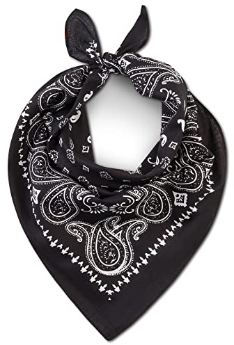 LOVARZI Bandana Tuch für Damen & Herren Schwarz - Bandana Motorrad - Baumwolle Kopftuch