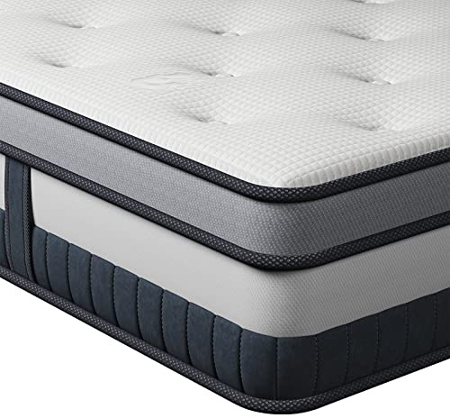 Vesgantti Queen Mattress 12 Inch Innerspring Multilayer Hybrid Queen Mattress - Ergonomic Design with Memory Foam and Pocket Spring Mattresses Queen Size - Box Top Series Medium Firm Feel