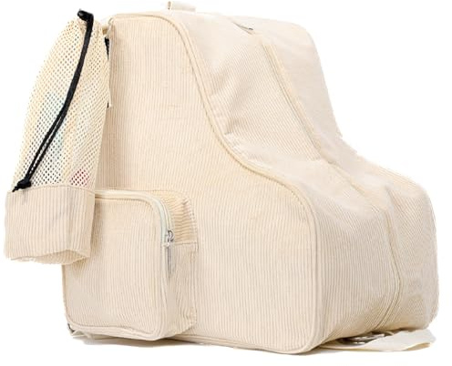 Fydelity Roller Skate Bags for Women | Convertible 2-in-1 Roller Skate Backpack | Heavy Duty Skating Bag for Girls & Women - Corduroy, Beige