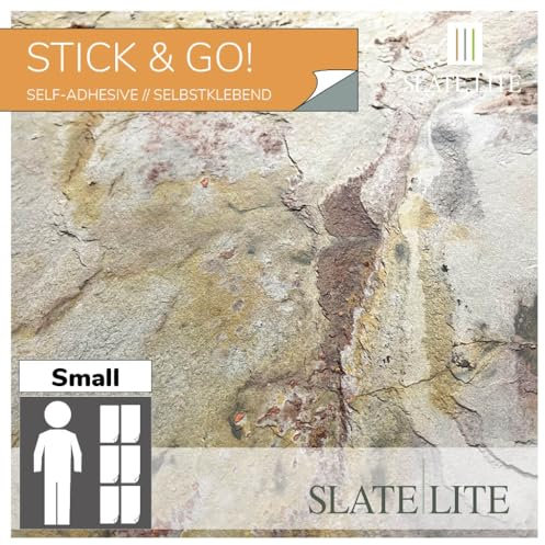 Slate-Lite Stick & Go Steinfurnierfliesen, 30 x 60 cm, 6 Stück, Natursteinoberfläche, einfache Installation, mehrere Farboptionen (fallende Blätter)