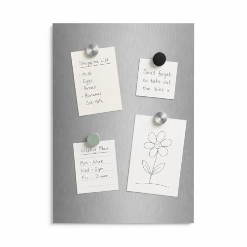Brushed Stainless Steel Magnetic Notice Memo Board - Screw on Glue on A1 A2 A3 A4 Custom Pieces Available