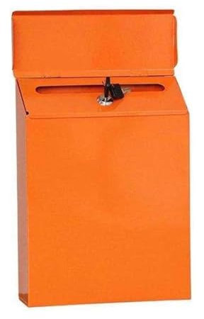 Boîte aux lettres murale sécurisée en métal orange moderne avec verrouillage pour lettres et paiements Support de boîte aux lettres d'extérieur pour la maison et le bureau