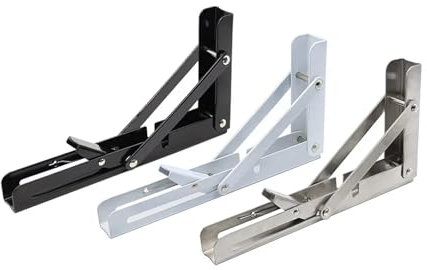 MZPOZB Klappbare Halterung 2Pcs Mehrere Größen Dreieck Klapp Winkel Halterung Schwere Unterstützung Einstellbare Wand Regale Montiert Tisch Regale Home Hardware Klappträge(10 inch,Sliver)