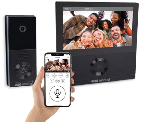 SCS Sentinel - Interphone Vidéo Connecté Filaire VisioWifi - Grand Angle 110° - Écran Tactile 7’’ - Connectivité Wi-FI 802.11b/g/n - Capture Photos et Vidéos