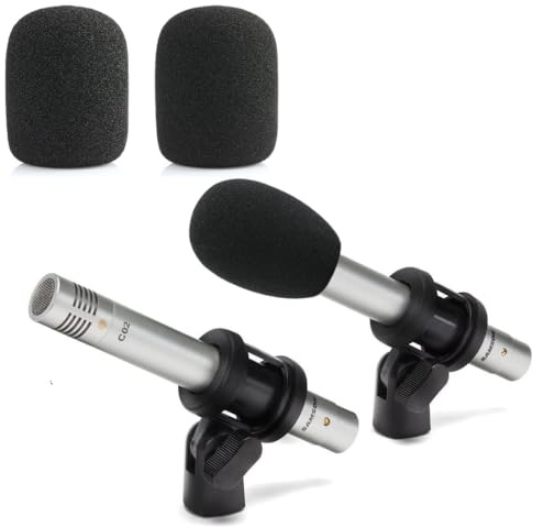 ZHHSUNY 2-pack vindruta för Sam-son C02/Behringer C-2 penna kondensatormikrofoner popfilter mikrofon skumskydd