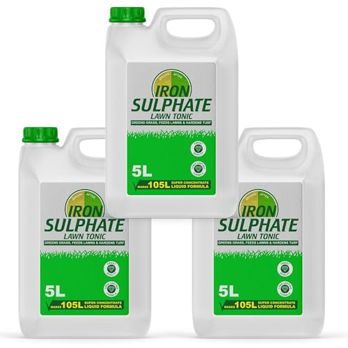 Lawn Tonic Liquid Iron Sulphate 5L Concentrate Makes 105L Ferrous Conditioner, Fertiliser, Grass Greener Feed, Turf Hardener, Healthier Looking Garden Helps Prevent Lawn Disease (3 x 5 Litres)