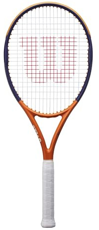 Raqueta de Tenis Wilson Roland-Garros Equipe, con Peso de Precisión y Diseño de Doble Apertura, Proporciona Agarre Cómodo, Control Superior y Mayor Alcance, Color: Azul Marino/Blanco, Talla: 3