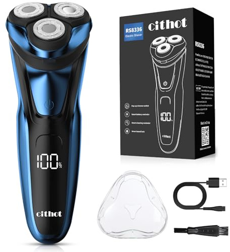 Electric Razor Shavers for Men Cordless Rechargeable with Pop-up Trimmer IPX7 Waterpfoof Travel Lock (17.7 * 10.4 * 6.6cm)