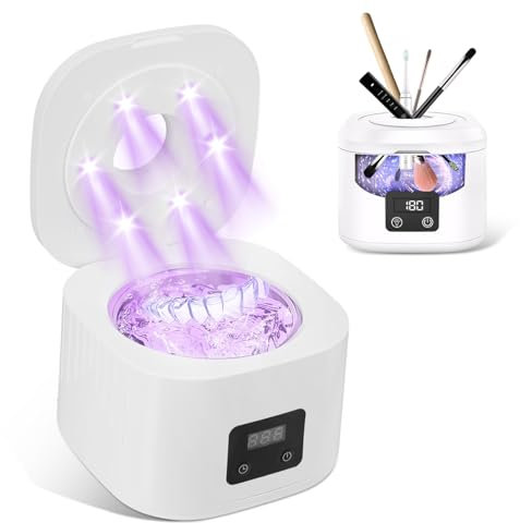 Ultraschallreinigungsgerät, 49000Hz UV Ultraschallreiniger 340 ml Dental Pod Ultrasonic Cleaner für Zahnersatz, Retainer, Aligner Zahnschiene, Prothesen, Schmuck mit digitalem Timer