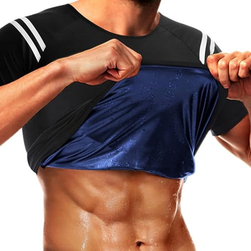 T-shirt de sudation pour homme en néoprène et compression de la chaleur, multicolore, Small/Medium