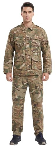 YUSHOW Malla Militar Hombre Traje Airsoft Chaqueta Táctica Manga Larga Pantalones Militar Camuflaje Paintball Uniform Caza Escalada BDU