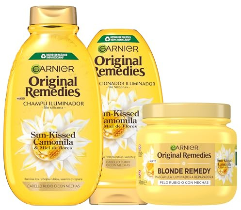 Garnier Original Remedies Camomila Rutina: Champú 400 ml + Acondicionador 250 ml + Mascarilla 340 ml