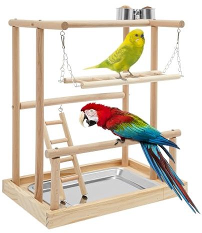 Étagère de jeu pour perroquets, arbre à oiseaux en bois, cadre d'escalade et aire de jeux pour perroquets, support d'oiseau comme perchoir et perchoir