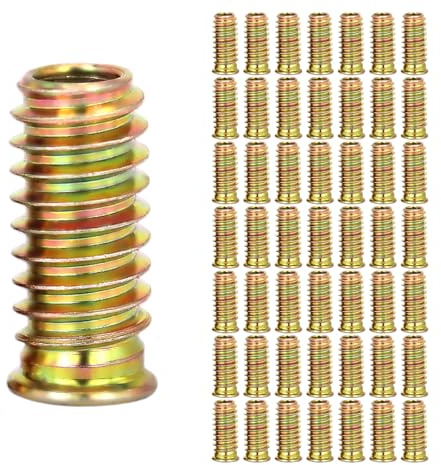 Tuercas para Madera M8 x 30mm,Smavles 50Pcs M8 Insertos Roscados Hexagonales Madera, Tuercas Hexagonales con Cabeza Plana para Muebles, Remaches de Inserción