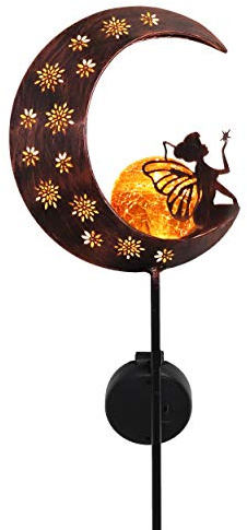TERESA'S COLLECTIONS Solarlampen für Außen, Mond und Blumenfee 80cm