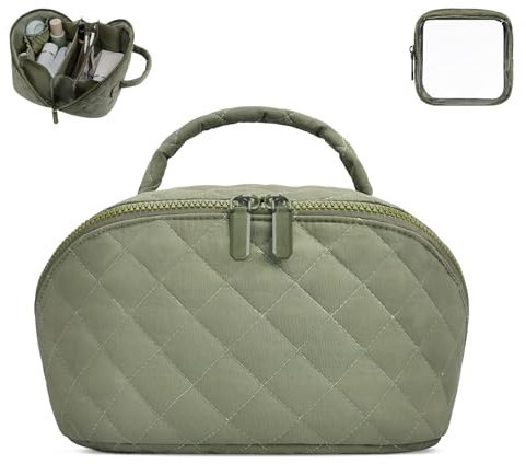 SXS LACONIC Makeup Bag,Quilted Puffer Cosmetic Bags,Travel Toiletry Bag for Women,Large Capacity Waterproof Make up Bag Set