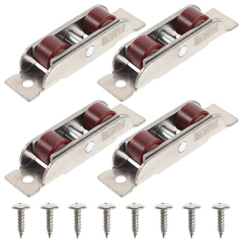 KOMBIUDA Polea de Doble Rueda para Ventana de Guillotina de Acero Inoxidable 4 Piezas Rodamiento Silencioso para Puertas y Ventanas Correderas Resistente y Práctica para Uso Doméstico